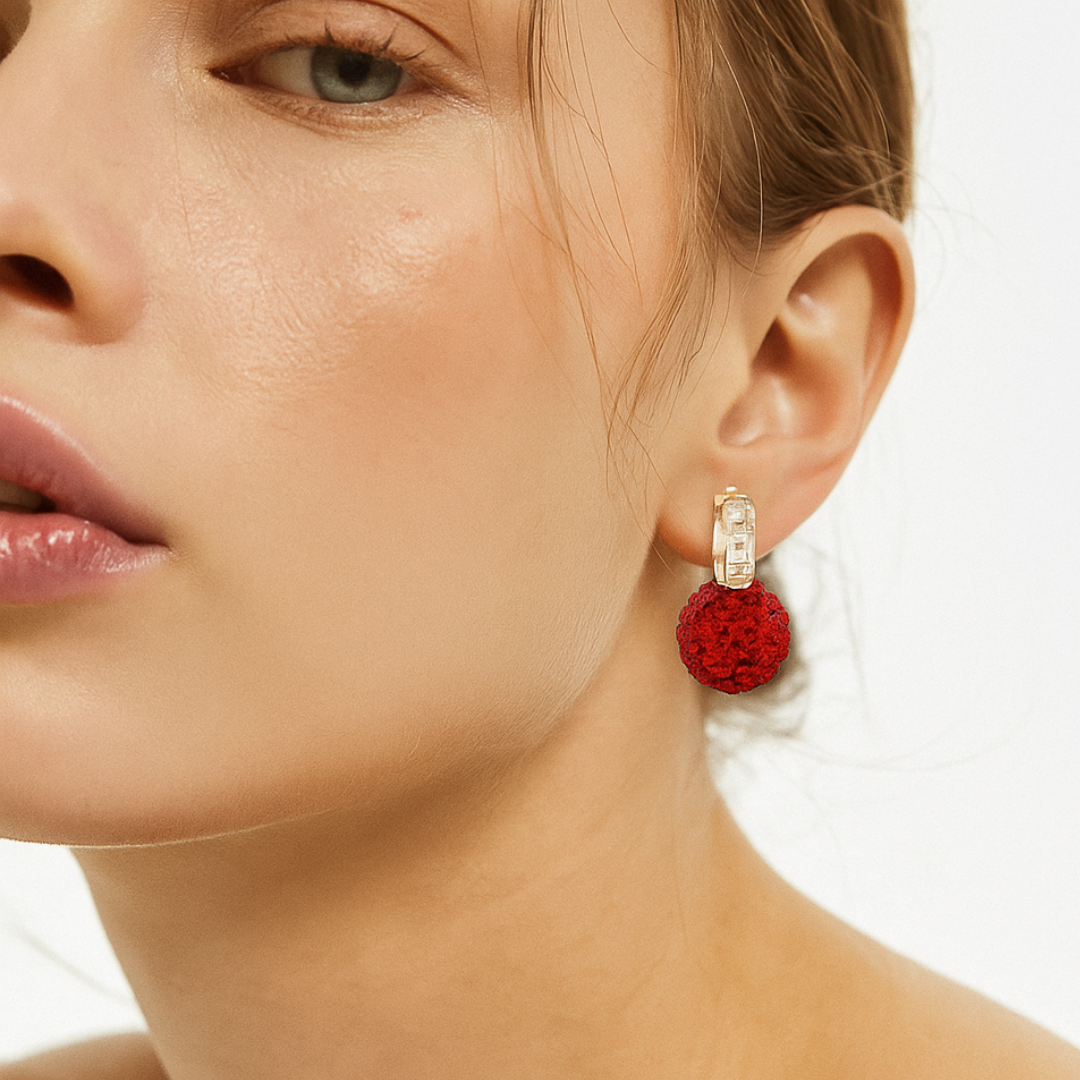 Red Bead Drop Earrings