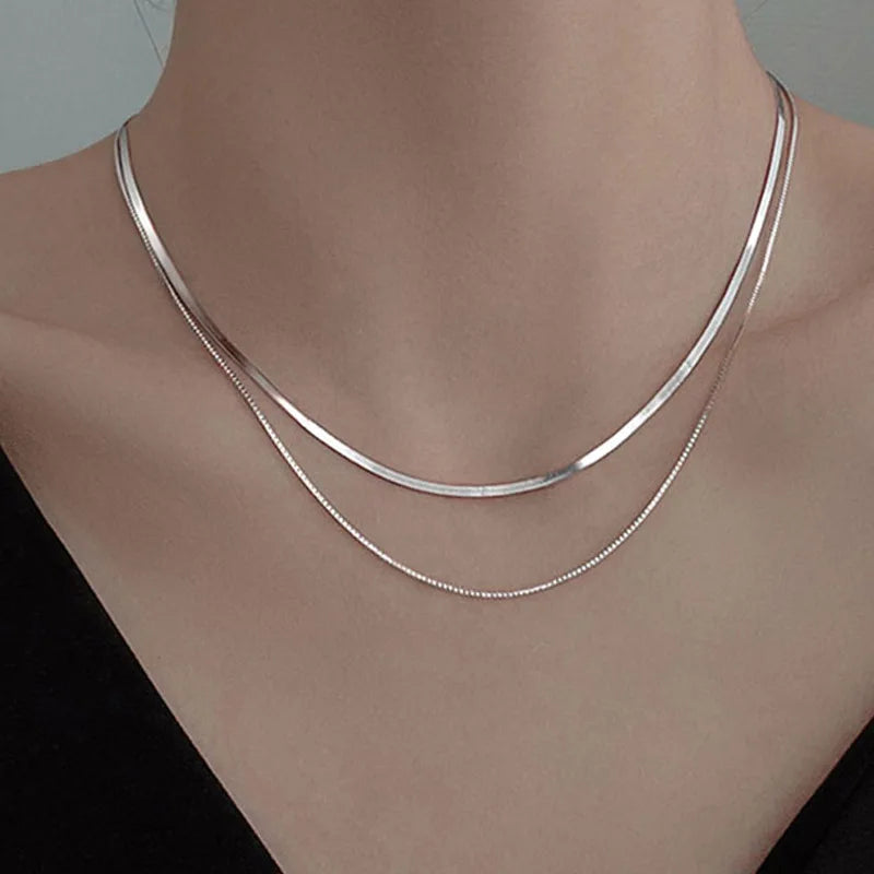 925 Sterling Silver Double-Layer Necklace