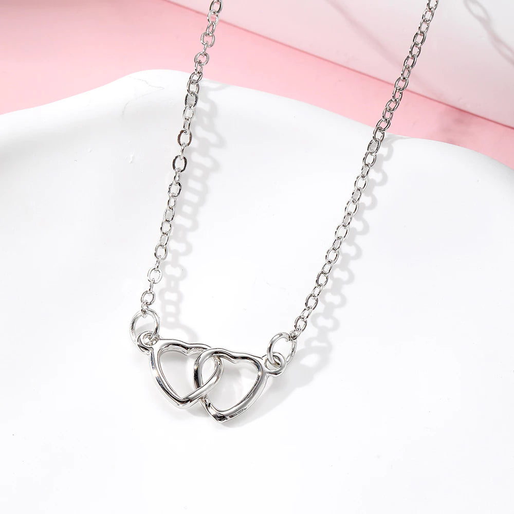 Double Heart Pendant Necklace